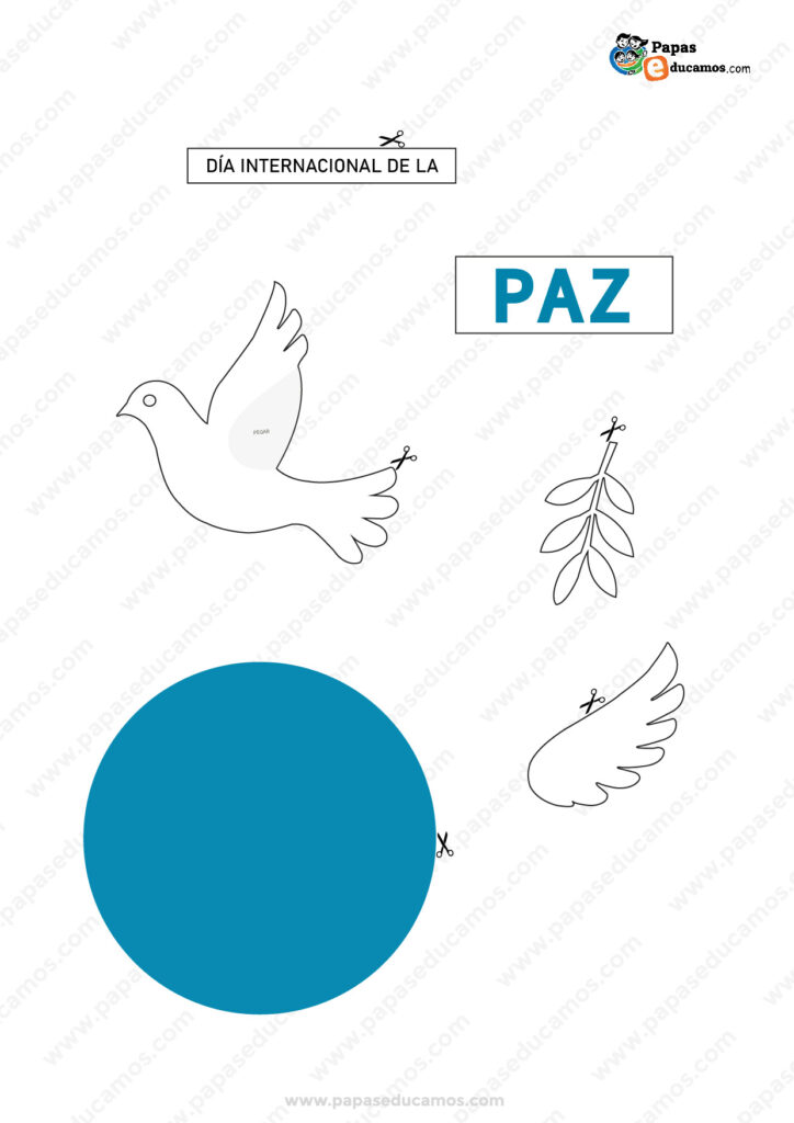 Fondo de la Tarjeta del Día de la Paz en color azul con espacio para pegar la silueta de una paloma y escribir un mensaje sobre la paz. Ideal para actividades escolares y familiares.