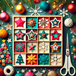 Adornos creativos para el árbol de Navidad, incluyendo estrellas, bolas decorativas y manualidades