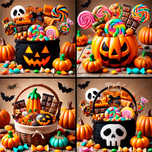 Cestas para dulces de Halloween, con diseños de calabazas y decoración creativa