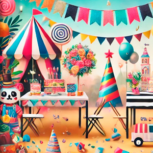 Decoraciones temáticas creativas para fiestas, con globos, guirnaldas y mesas decoradas