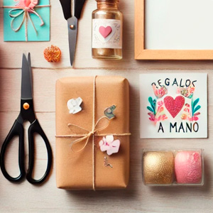 Regalos hechos a mano para celebraciones, incluyendo tarjetas personalizadas y envoltorios únicos