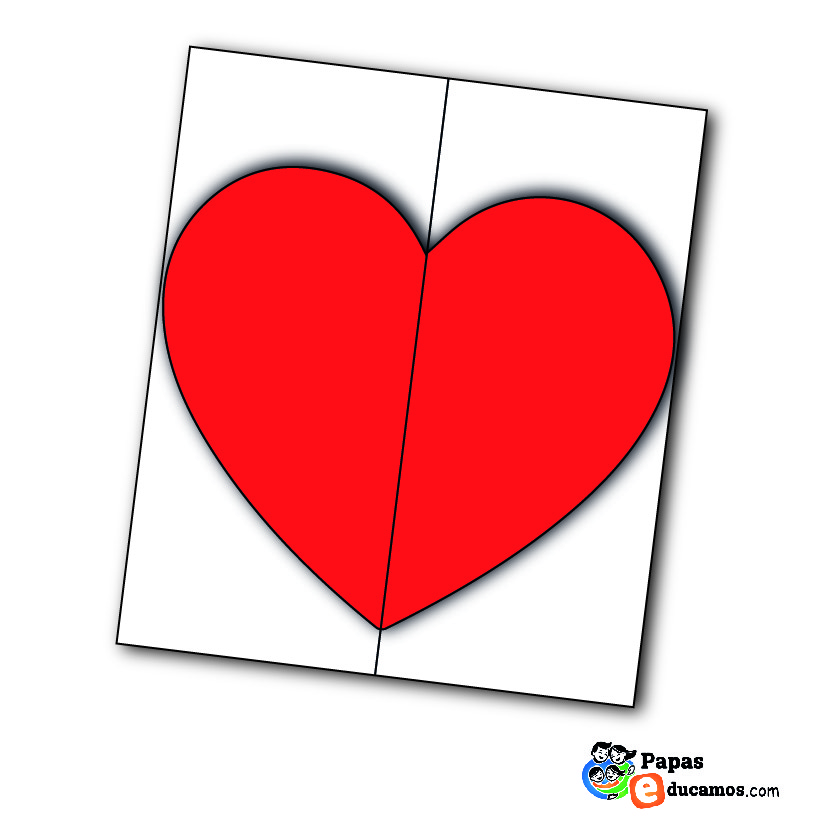 Tarjeta de San Valentín con un gran corazón rojo que se abre al desplegar, ideal para personalizar y regalar.