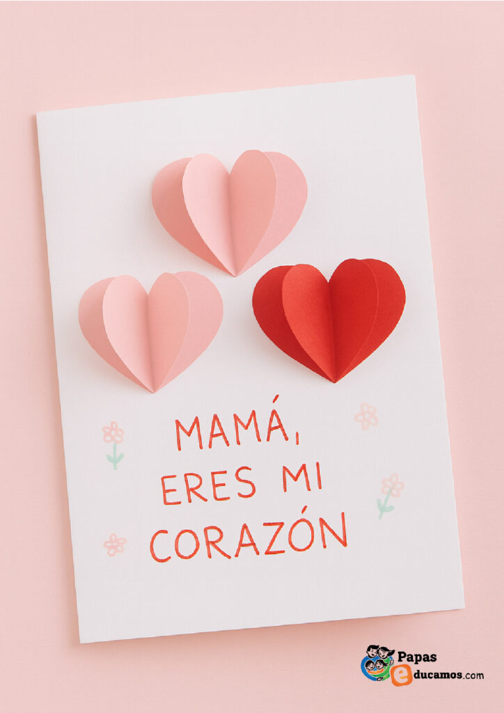 Tarjeta con corazones para el día de la madre
