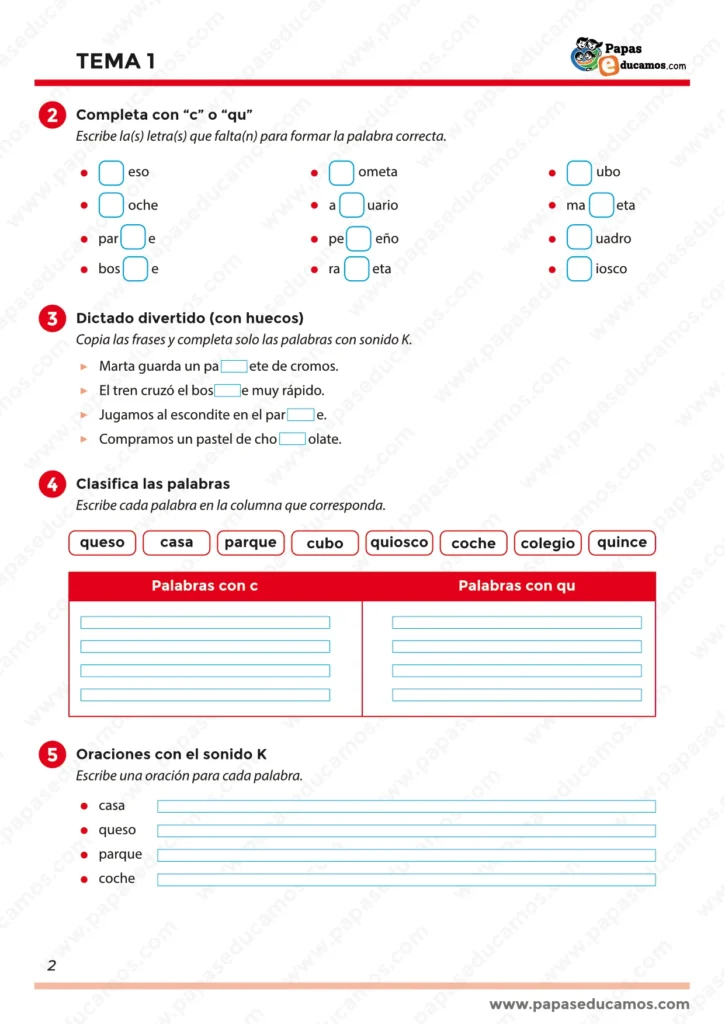 ejercicios_tema_01_lengua_3_primaria_02 Página 2 de ejercicios de lengua 3º de primaria, tema 1: actividades de lectura y gramática básica para practicar en clase o en casa.