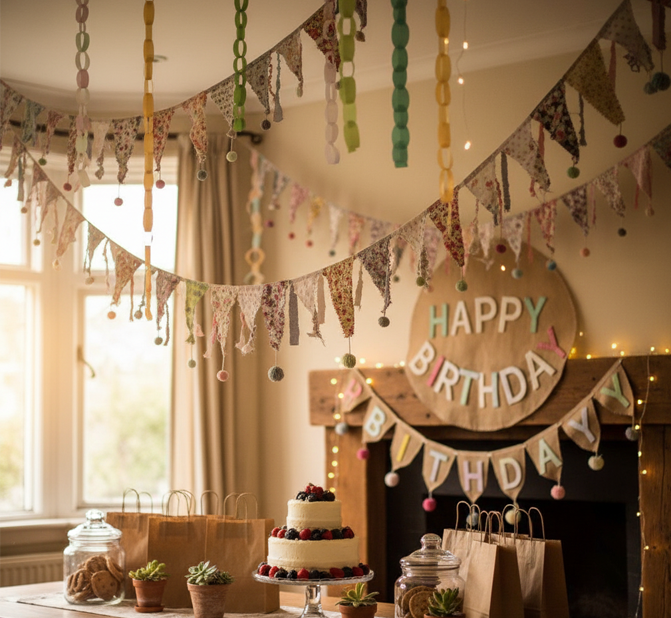 foto-1 Decoración de un cumpleaños con guirnaldas hechas a mano