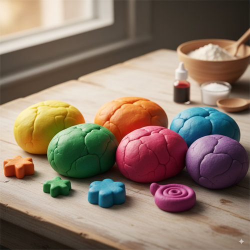 Imagen de la plastilina casera con colores vibrantes.