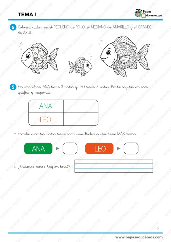 ejercicios-matematicas-1-1-03 Ficha educativa de Matemáticas basada en el libro “Construyendo Mundos” de Santillana para Primero de Primaria. Ejercicios de sumas sencillas y figuras geométricas.