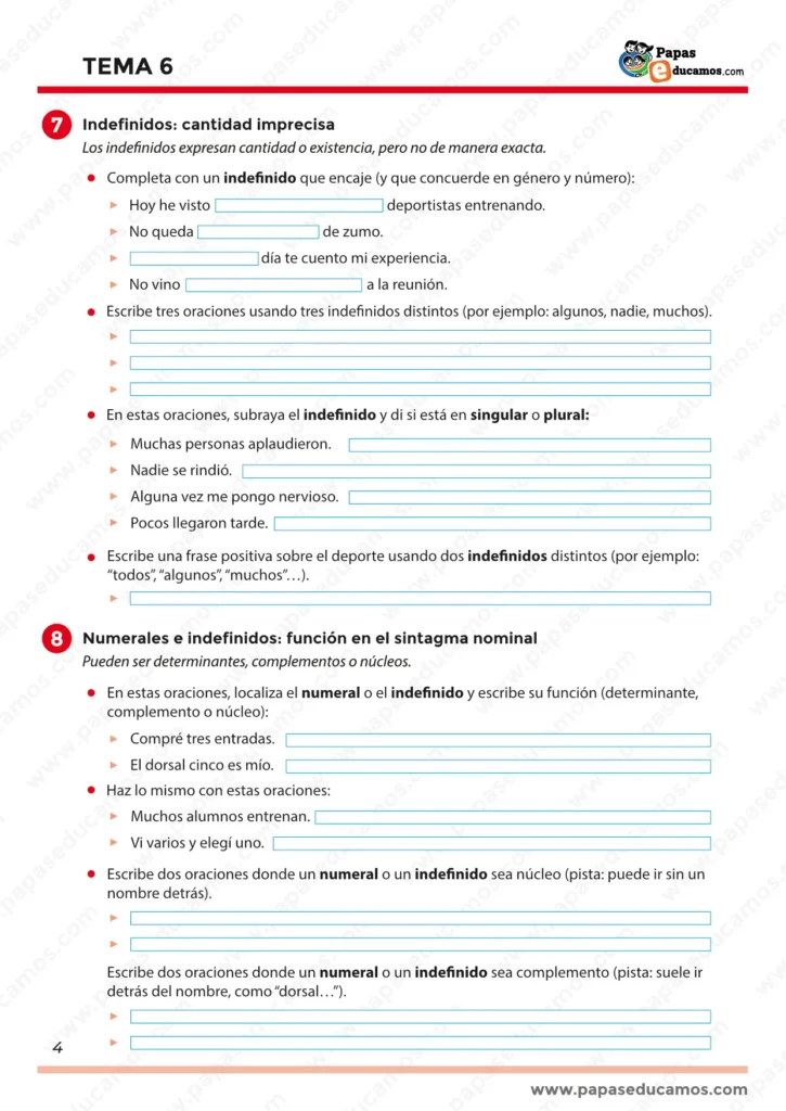 Numerales cardinales y ordinales en el Tema 6 de Lengua para quinto de Primaria.