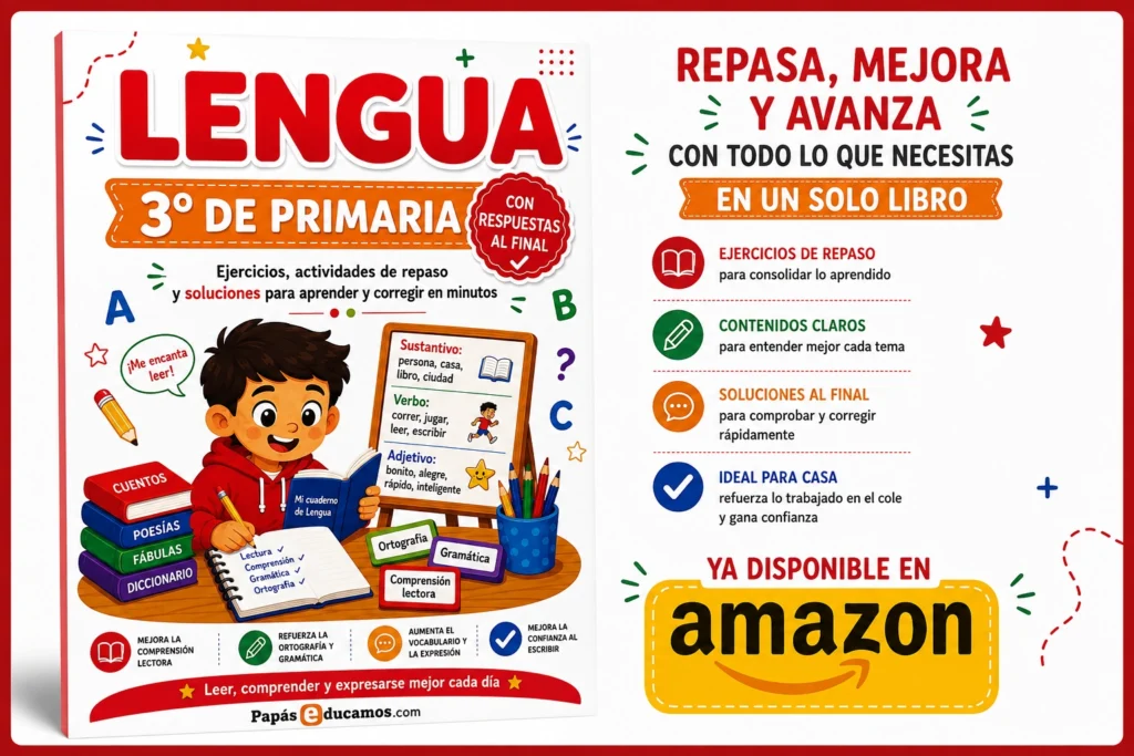 Libro de Lengua 3º de Primaria con ejercicios y soluciones disponible en Amazon