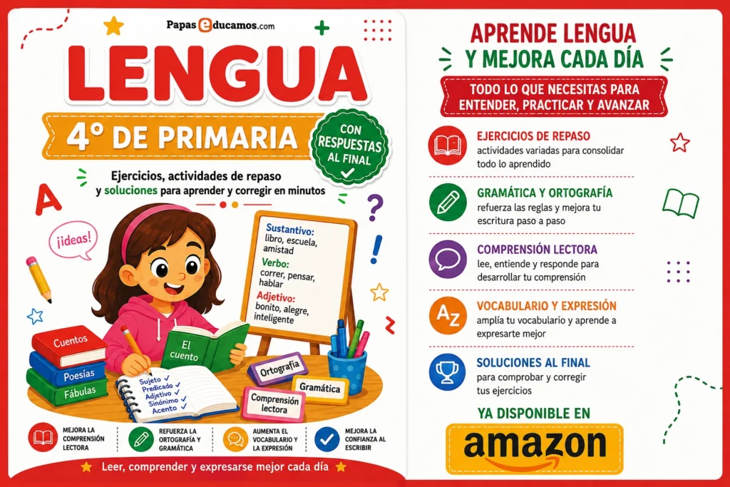 4ºlengua img Libro de Lengua 4º de Primaria con ejercicios y soluciones disponible en Amazon